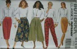 5711 BUTTERICK EZ TAPER OR FLARE SKIRT LENGTHS, SPLIT SKIRT, PANTS PATTERN 6-10